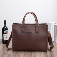 Sac pour ordinateur portable pour homme en PU résistant à l'usure, élégant, horizontal, mallette de travail, grande capacité