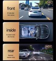 Dashcam 3 Kanal 4K Depan 1K Dalam 2K Belakang Kamera Tiga Lipat Perekam Video Mobil WiFi Terintegrasi G-Sensor ADAS BSD Pemasok Grosir