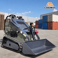 Chargeuse compacte sur chenilles certifiée EPA Euro V LOGWAY avec godet hydraulique pour travaux agricoles, de jardinage et de construction