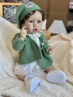 Poupée Reborn Africaine Bébé Nouveau-né Réaliste Personnalisée, Matériel Vinyle Lavable, Jouet Doux, Poupée de Mode, avec Chariot de Cuisine Miniature en Briques et Accessoires Artistiques pour Hommes