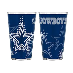 Bộ Bia Thủy Tinh Nửa Tông Màu NFL Dallas Cowboys, Thương Hiệu Boelter 16Oz