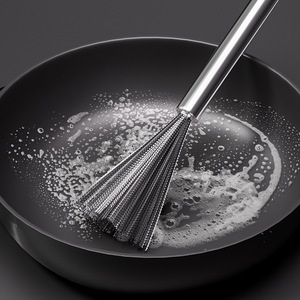 Stainless Steel Pot Scrubber Long Handle Steel Wire Brush For Pan Cleaning - Product Image 1