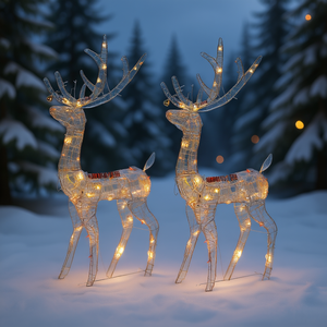 Decoraciones Navideñas de Renos Acrílicos Multicolores de 47.2 Pulgadas Cada Uno, Juego de 2 Piezas con Luces LED - Product Image 2