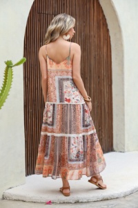 Mode élégant Boho Floral Paisley rayé fil Crochet dentelle Tropical Patchwork imprime <span class=keywords><strong>romantique</strong></span> Dates vacances <span class=keywords><strong>longue</strong></span> <span class=keywords><strong>robe</strong></span> - Product Image 5