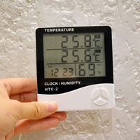 Thermo-hygromètre numérique en plastique, moniteur de température et d'humidité, thermomètre hygromètre, intérieur/extérieur, table, réveil, ménage