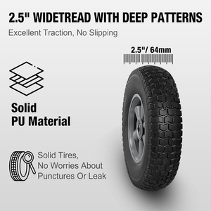 Hanak 10 \ "phẳng miễn phí không săm rắn lốp cao su bánh xe 5/8 \" trục khoan lỗ 2.1 \ "bù đắp trung tâm cho xe tải tiện ích giỏ hàng Vườn - Product Image 4