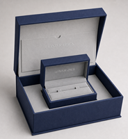 Boîte à bijoux personnalisée LionwrapacK en PU, double boîte à bagues, emballage cadeau, logo en feuille d'argent, boîte de fiançailles