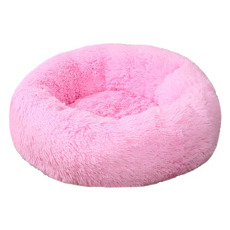 Hot Sale Pink Pet Dog Donut Bed Sofa Luxury Eco Friendly Anti Anxiety Calming Donut Cuddler Fluffy Pet Cat Dog Beds