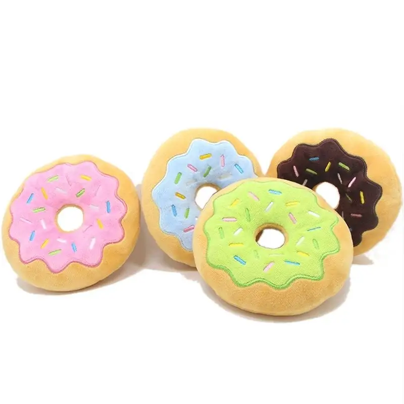 Hot Sale Dog Funny Resistant Chew Pet Voice Toy Soft Cotton Donut Pet Dog Chew Plush Dog Squeaky Toys