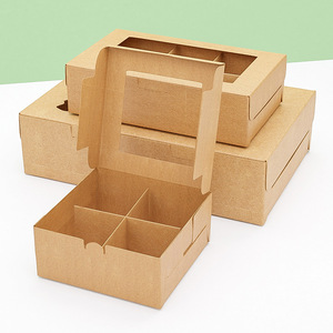Boîtes à muffins et gâteaux personnalisées en papier kraft, pliables, avec bonne étanchéité, pour 4/6/12 portions, vente en gros, fabricant - Product Image 1