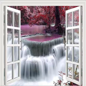 Autocollant de fenêtre de <span class=keywords><strong>simulation</strong></span> 3d personnalisé <span class=keywords><strong>peinture</strong></span> de paysage papier peint décoratif de fond de <span class=keywords><strong>chambre</strong></span> à coucher de salon - Product Image 4
