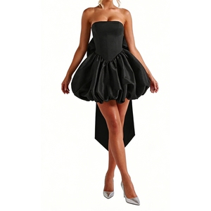 Robe Courte Bustier Nœud Papillon Sexy à Bretelles Fendue pour Soirée – Robes Tendance pour Femme - Product Image 5