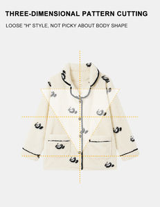 طقم بيجامة Hygieia شتوي من صوف الكورال بتصميم مخصص، أكمام طويلة من الفلانيل السميك الدافئ والمريح بنمط كرتوني للنساء - Product Image 4