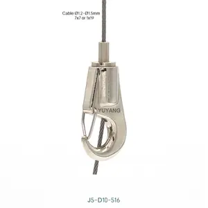 Brass And Iron Hanging Suspension System Wire Rope Grip Snap Hook Cable Gripper For Lighting Cable Clips Genre