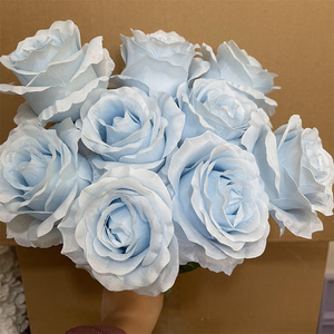 Rosas Artificiales de Seda Azul Cielo IFG, 9 Cabezas, Decoraciones Florales para Bodas, Navidad, San Valentín, Acción de Gracias, Graduación - Product Image 3
