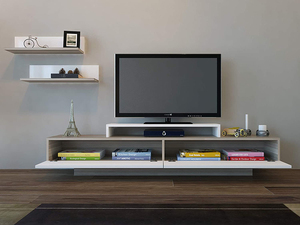 Buffet mural suspendu de Style moderne, en blanc/ivoire, support <span class=keywords><strong>Tv</strong></span> avec étagère pour le décor, 1 pièce - Product Image 3