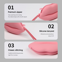 Organisateur de cosmétiques en silicone en forme de lèvres, trousse de maquillage mignonne, sac de rangement personnalisé à faible MOQ, organiseur de toilette de voyage moyen pour femmes