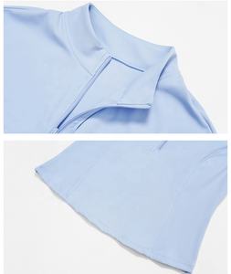 Ensemble de vêtements de sport pour femme Gym 2026, doux comme du beurre, uni, <span class=keywords><strong>2</strong></span> pièces, haut à demi-zip à <span class=keywords><strong>manches</strong></span> courtes, short de yoga, respirant, extensible dans les quatre sens - Product Image 2