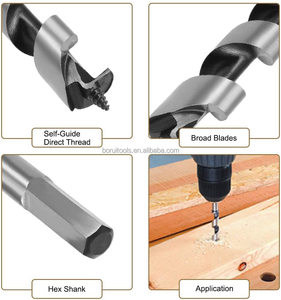 SUBORUI 9 pulgadas 230mm longitud vástago hexagonal acero de alto carbono madera carpintero taladro Broca De Taladr barrena brocas para carpintería - Product Image 2