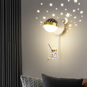 Children's room wall light boys and girls bedroom creative full star bedside decorative moon room backdrop wall light