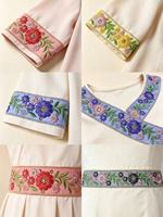 LEIXUSI 4cm Bordure en dentelle brodée ethnique, paillettes multicolores pour robe de mariée, costume Dai, accessoires DIY