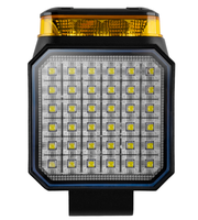 Feu de travail LED carré 4 pouces blanc/ambre, clignotant, balise, signalisation d'avertissement, projecteur tout-terrain pour chariot élévateur, remorque, camion