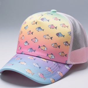 Gorra Trucker de 5 Paneles con Diseño Deportivo, Malla de Espuma, Tela Común, Color Degradado y Logotipo Personalizado de Pesca - Product Image 3