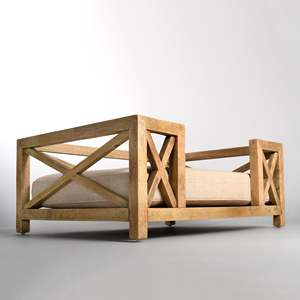 Hundebett und Hundesofa aus Holz mit wasserabweisender Matratze, erhöhtes Haustierbett für kleine bis mittelgroße Hunde mit beruhigender Matratze - Product Image 3