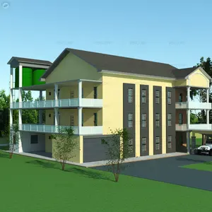 Modern Prefabricated 3 Storey Apartment Steel Structure Prefab Flat Building mit Car Garage für Renting