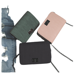 Bolso de Moda 2025, Bolso Pequeño Cuadrado Liso con Patrón de Tela, Bolso de Mujer con una Cadena, Bolso Bandolera con Solapa y Cierre - Product Image 4