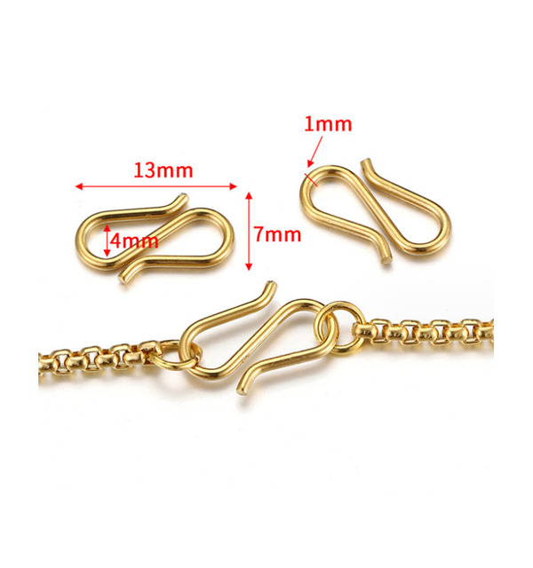18K Gold Silver Stainless Steel Stainless S Shape Buckle Clasp for DIY Necklace Bracelet Jewelry Making