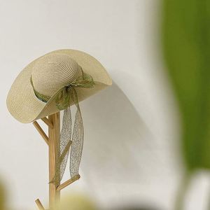 Low Moq Handmade Large Bowknot Ribbon Straw <b>Hat</b> <b>Bag</b> Set Large Brim Beach Vacation Sun <b>Hat</b> for Women - Product Image 5