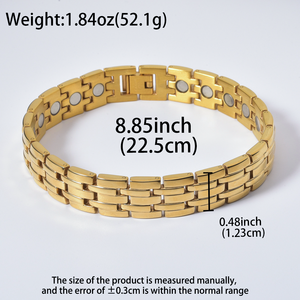 Terapia Magnética para el Cuidado de la Salud, Cadena de Acero Inoxidable Chapada en Oro de 18K con Diseño Geométrico Vintage para Mujer, Alivio del Dolor, Moda - Product Image 5