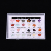 Agate en cristal naturel pierre semi-précieuse 24 sortes de spécimens de minerai matériaux d'enseignement géologique roche minérale polie gravée