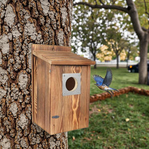 Sağlam kömürleşmiş ahşap yuvalama kutusu açık-uygun ev dekor kuş evi - Product Image 1