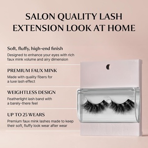 3D Wispy Faux <b>Mink</b> Full Strip <b>Lashes</b> Black Cotton Band False Eyelashes with Custom Box Packaging - Product Image 3
