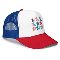 Gorra Trucker con Estampado Patriótico Navideño de Perro Globo, Varios Colores, Venta al por Mayor, Parte Delantera de Espuma y Parte Trasera de Malla