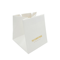 Kustom paket hadiah mewah Logo Anda tas kemasan kertas buket bunga dengan pegangan dan jendela plastik Pvc bening