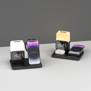 Chargeur sans fil intelligent 6 en 1 le plus récent de 2024, lumière LED, horloge, support de charge rapide pour iPhone, iWatch, AirPods, puissance de sortie <span class=keywords><strong>10W</strong></span>, OTP - Product Image 3