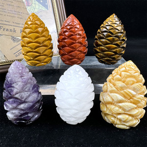 Venta al por mayor artesanía estatua piedra preciosa cuarzo transparente cristal Natural piña para decoración del hogar - Product Image 1