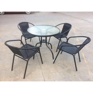 Mesa redonda de vidrio para exteriores, 80 cm de diámetro, vidrio templado con efecto de ondas de agua, diseño minimalista, duradera para uso en balcón - Product Image 4