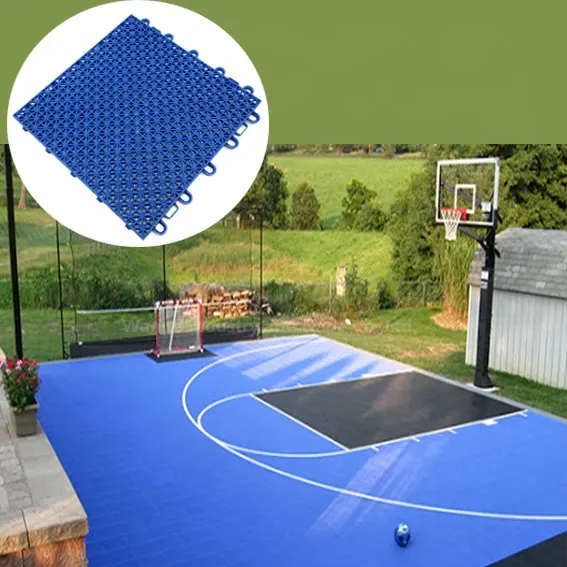 Kualitas Terbaik Shuffleboard Tenis Basket Multi Olahraga Lapangan Belakang Dapat Dilepas Luar Plastik Bongkar Pasang Ubin Lantai