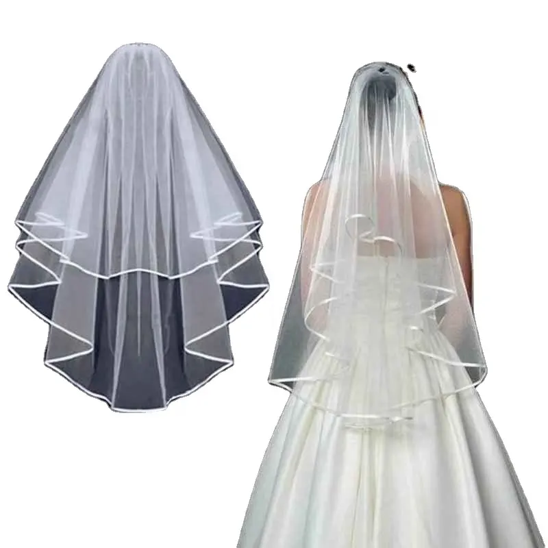 Simple Short Tulle Wedding Veils Two Layer With Comb White Ivory Bridal Veil for Bride for Marriage Wedding Accessories