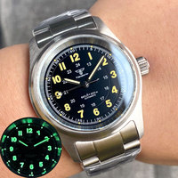 Montre de plongée 36 mm, montre automatique pour homme NH35A, étanche à 200 m, montre de plongée en acier, bracelet en acier inoxydable, saphir plat