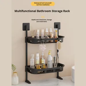 Étagère de rangement pliable à double niveau transfrontalière pour salle de bain, étagère murale pour cuisine et salle de bain - Product Image 2