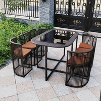 Ensemble de table et chaises de jardin Dingshuai, style chinois moderne, en rotin, amovible, pour cour, balcon, extérieur