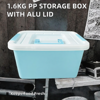 Boîte de rangement en plastique durable de qualité alimentaire PP moulé par injection de 1,6 kg, poignée pratique, coins arrondis, couvercle en aluminium épaissi
