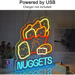 Chicken Nuggets Letreros Neon LED indoor hanging ambient light shop <b>sign</b> wall decoration light entrance indicator light 5V 12V - Product Image 3