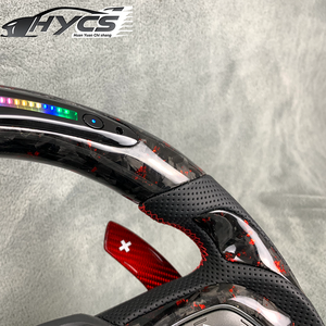 Volant de direction en fibre de carbone forgé à LED personnalisé en cuir perforé avec manettes de vitesse <span class=keywords><strong>pour</strong></span> Land Rover Range Rover Evoque - Product Image 2