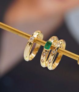 Bague de mode Xinfly, nouveau style personnalisé, or pur 18 carats, diamant naturel, émeraude véritable, bague pour fille - Product Image 1